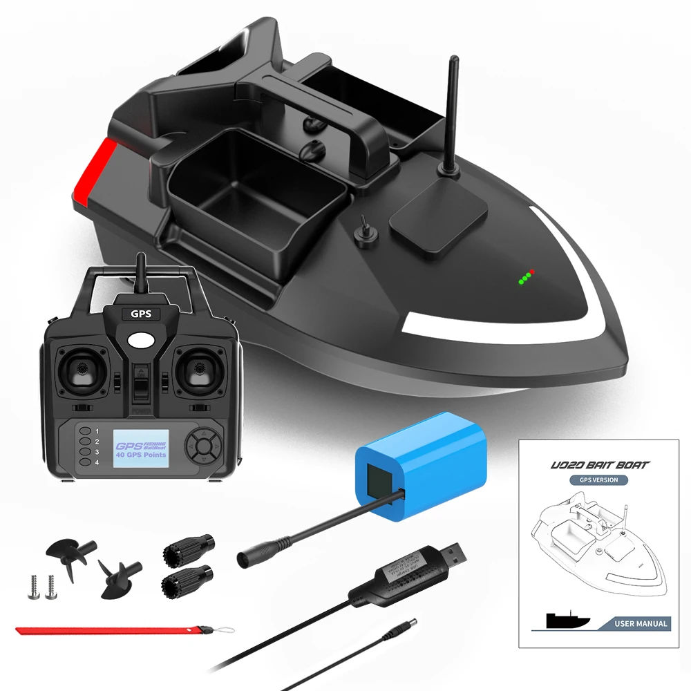 V020 GPS Fishing Bait Boat 500m Remote Control Bait Boat Dual Motor