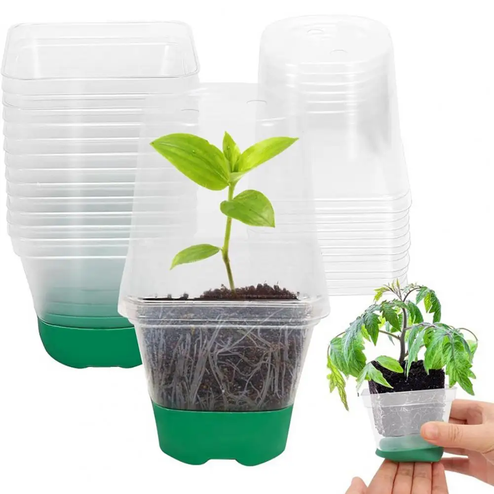 Silicone Nursery Pot with Drainage Holes Plant Pot with Raised Feet Silicone Base Square Nursery Pots for Healthy for Plants