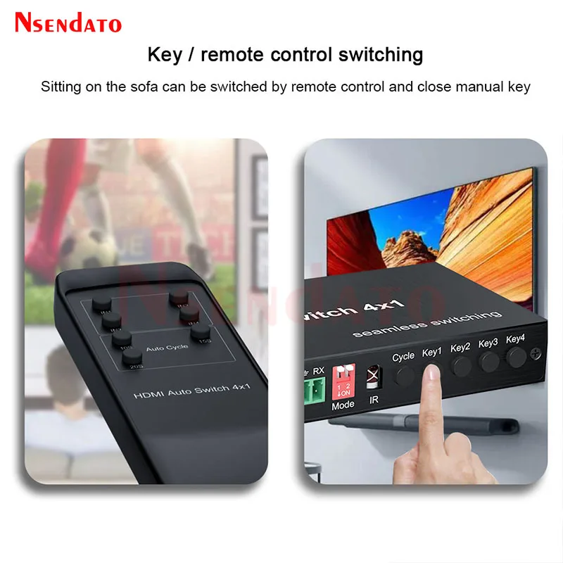 1080P HDMI Auto Switcher 4x1 HDMI Switch Selector With Seamless switching 4 in 1 out HDMI Switcher Adapter for DVD PC TV Monitor