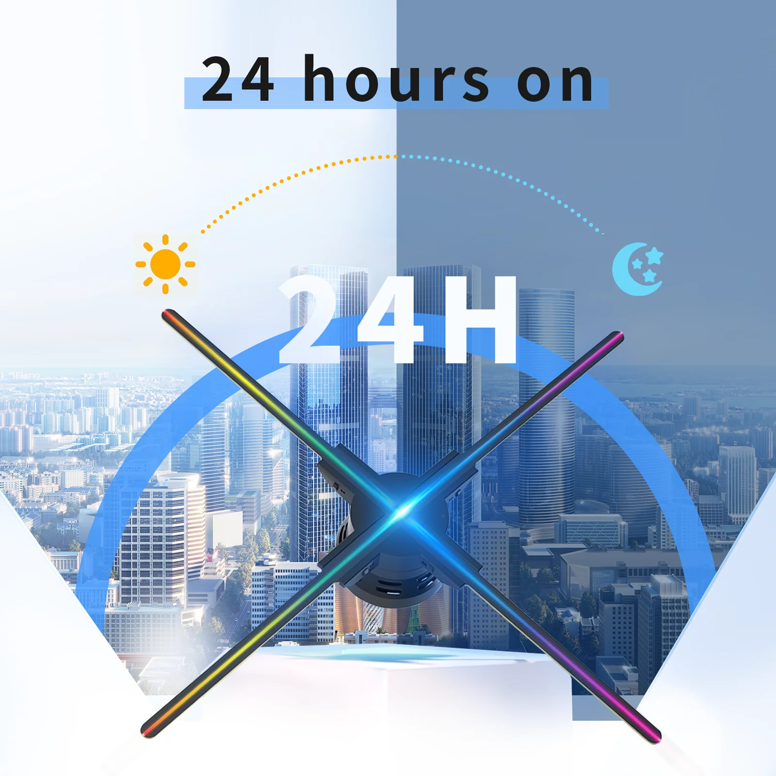 60CM 3D Fan 720 LED Lamp Beads Hologram Projector Advertise Display LED Sign Holographic Player Light Halloween Xmas Decor