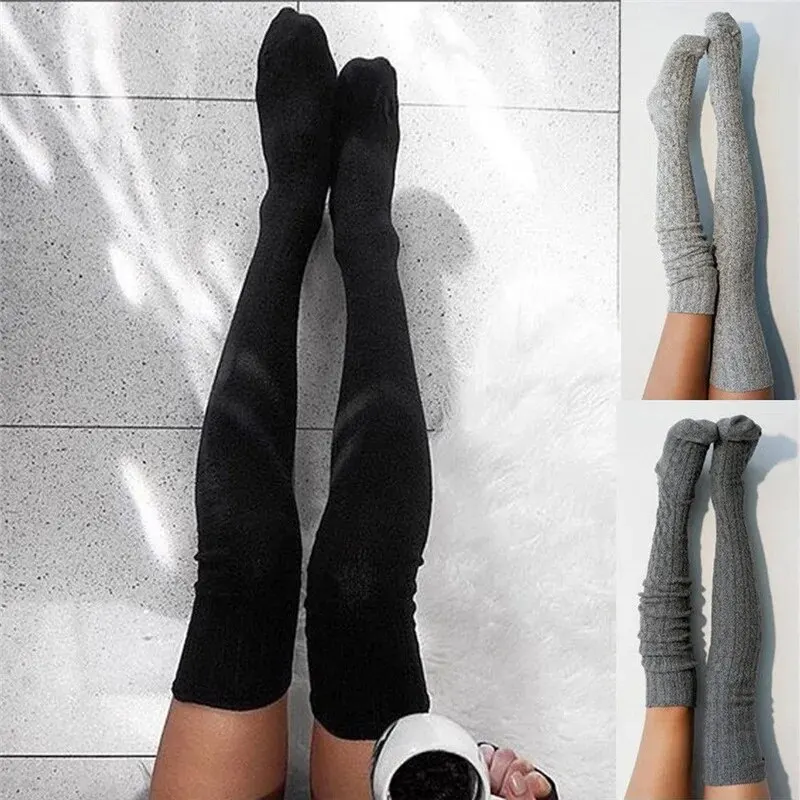 Thigh High Socks 1 Pair Warm Stylish Over the Knee Knit Socks for Women Preppy Thermal Winter High Stocks Thickened Material