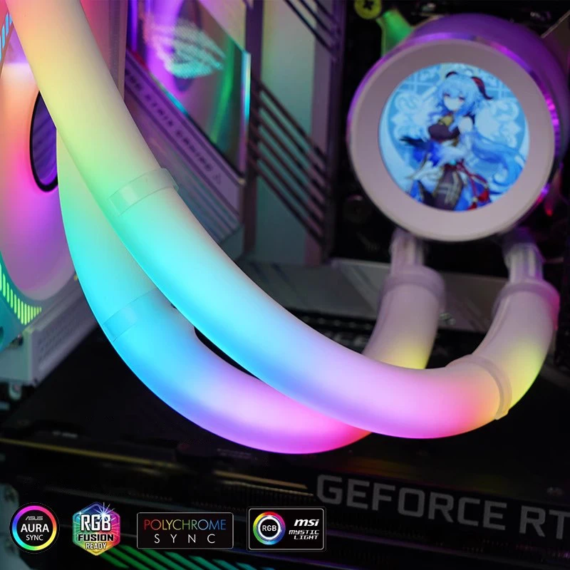 JUMPEAK ARGB Neon Light Flexible, 5V ARGB LED Neon Tube Light Strip Sleeve Cover for Gaming PC 120 240 360 AIO CPU Water Liquid Cooler Modding - Image 3