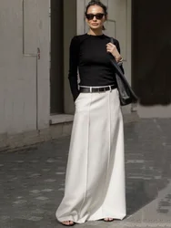 Onecozyday Women's Streetwear Solid Color Skirt H-Line High Waisted Floor Length Loose Fitting Skirts Casual Bottoms for Female