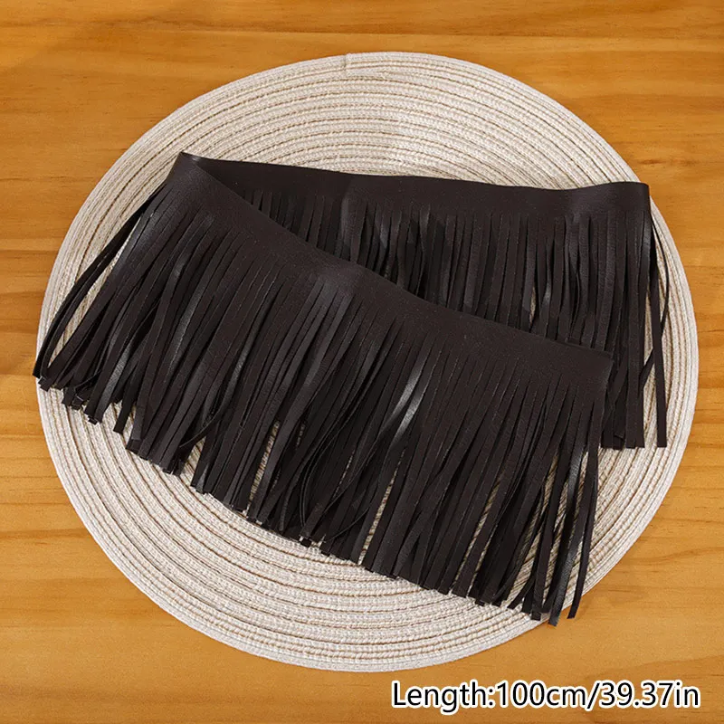 1m PU Leather Tassel Trim Double-side Fringe Decor Lace Ribbon DIY Making  Clothes Bags Keychain Earrings Fabric Sewing Accessory