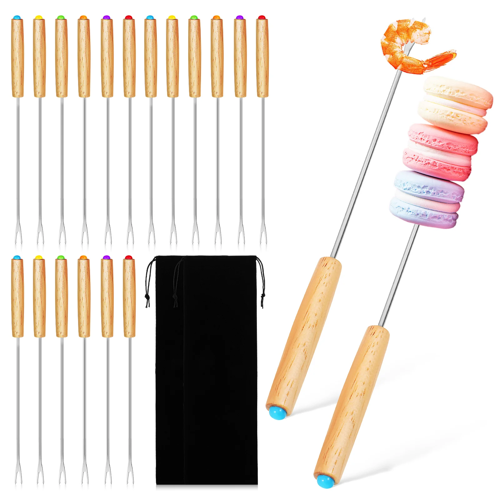 

18 Pcs Portable Home Stainless Steel Grilling Forks Fruit Forks Fondue Sticks Chocolate Dipping Tool