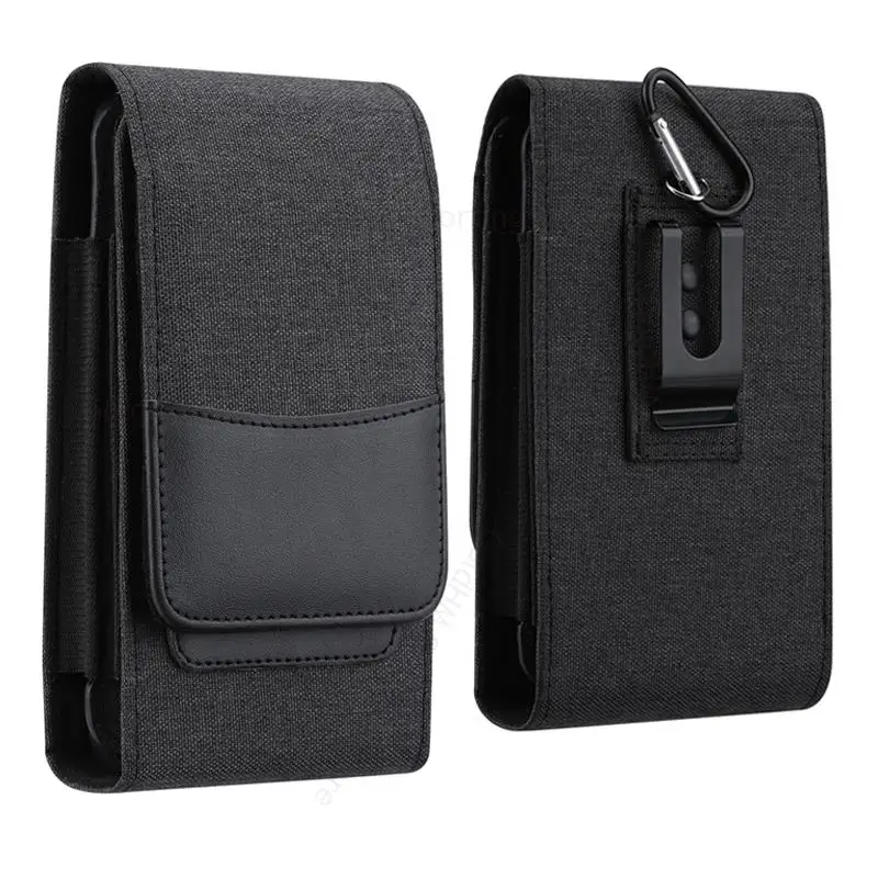 For ZTE Axon 40 Ultra Universal Nylon Cloth Leather Phone Pouch For Axon 30S 40 30 Pro 20 Belt Clip Phone Holder Flip Waist Bag