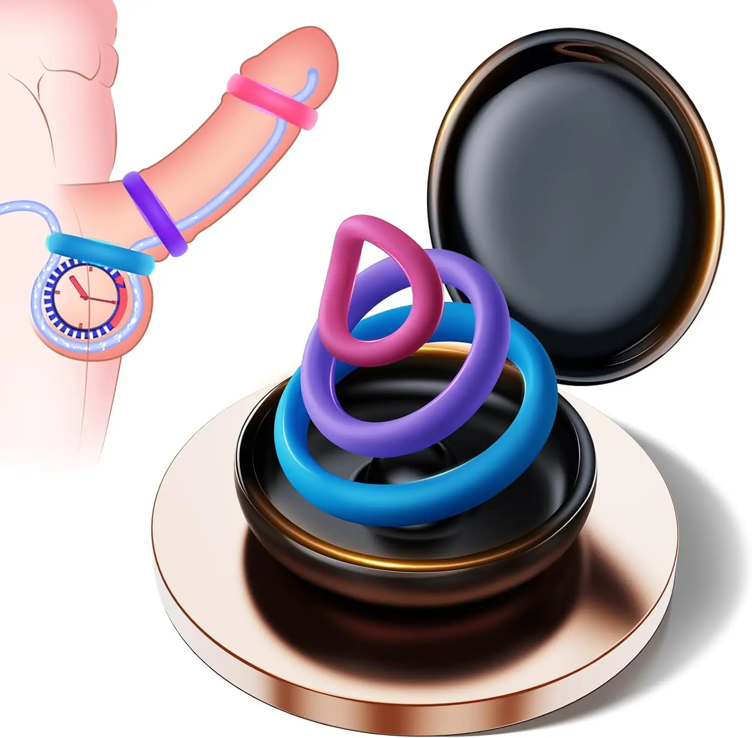Silicone Penis Ring Sex Toys for Men or Couple Multi-Coloured Cockring Cock Sexual Stimulation Erection Lasting Stronger