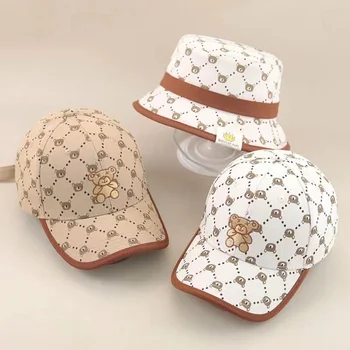 Beary Fashionable. 2 Style White/Khaki Cartoon Hats for Boys. 1