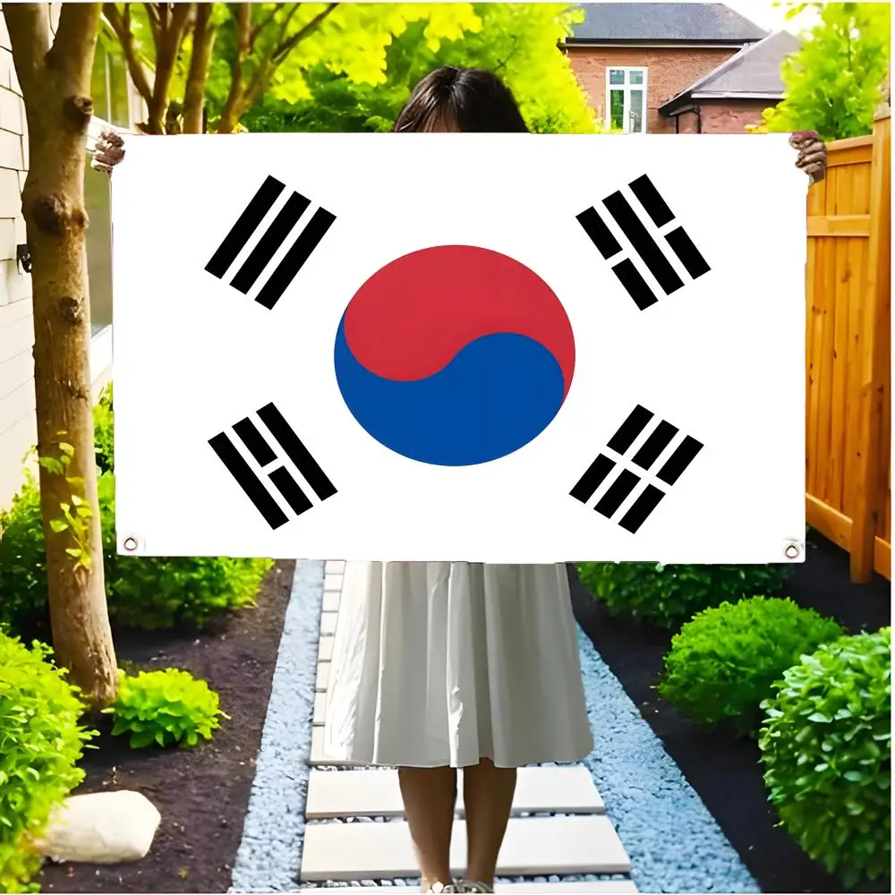 World Cup National Flag South Korean Flags Edgeless four-ring hanging decor indoor outdoor compatible easy for hanging display