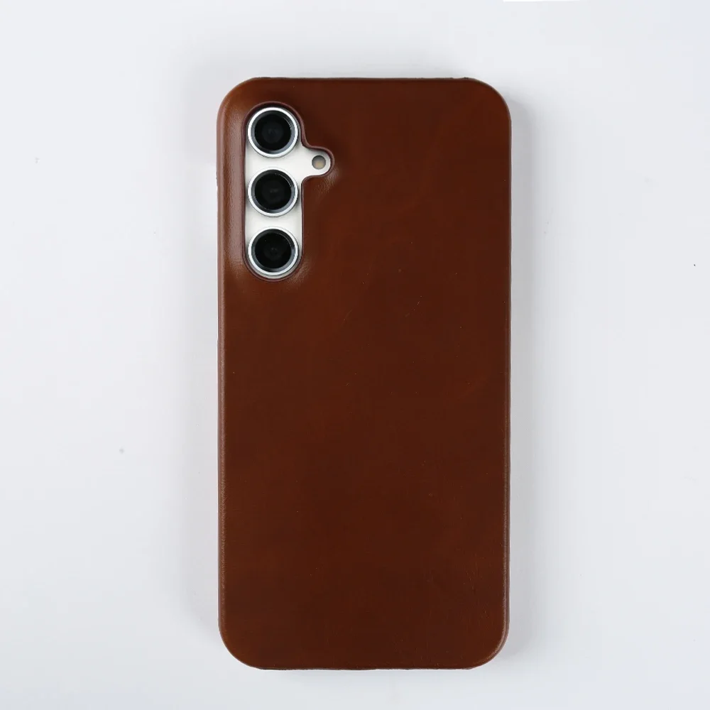 Retro Genuine Leather Phone Case with Aesthetic Oil Wax Finish