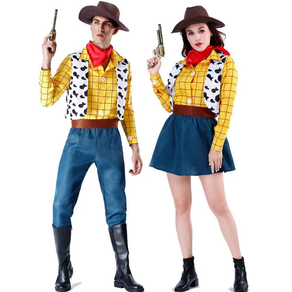 

Halloween Carnival Party Toy Cosplay Woody Cowboy Costume Stage Performance Couple Sheriff's Fancy Dress