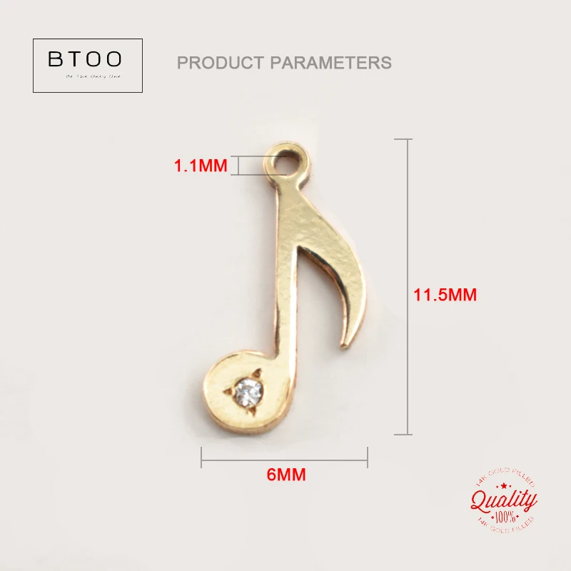 14K Gold Filled Music Note Symbol Charm Gold Charm Jewelry for DIY Bracelet Necklace Making Hypoallergenic Jewelry Accessory