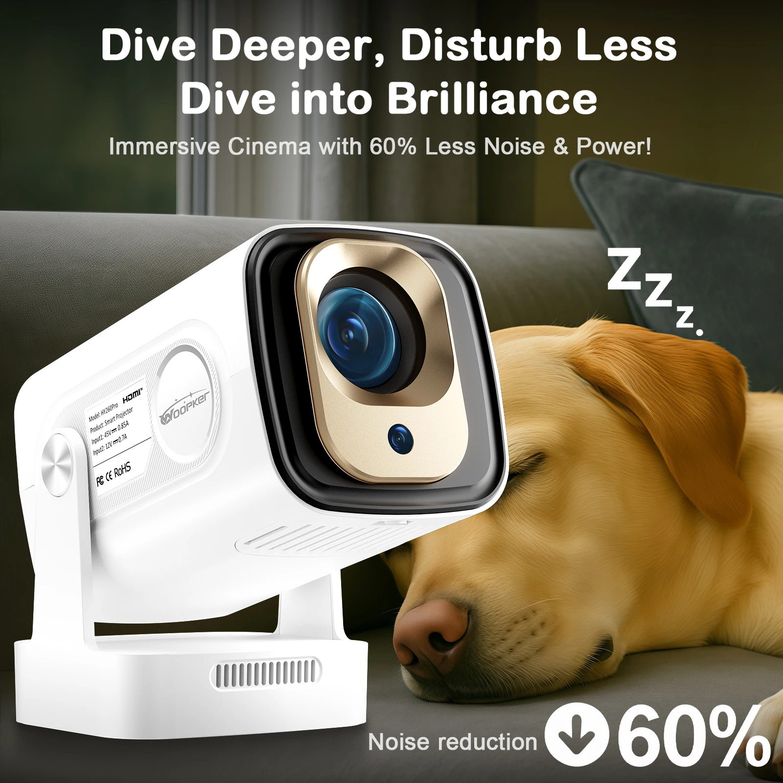 HY260 PRO 4K Native 1080P Projector Android 11 330ANSI Dual Wifi BT5.4 Google Vo