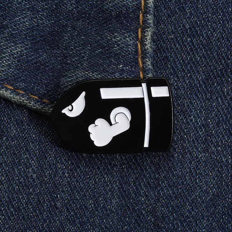 Cartoon black bullet brooch personality shell shape funny pins Bag decoration metal badge Accessories Gift to friends metal brooch,metal pins,cartoon pins,fashion brooches