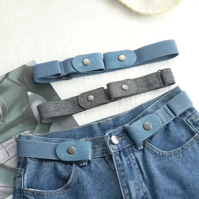 Canvas Adjustable Elastic Waist Band Invisible Belt Buckle-Free Belts for Women Men Jean Pants Dress No Buckle Easy To Wear 2
