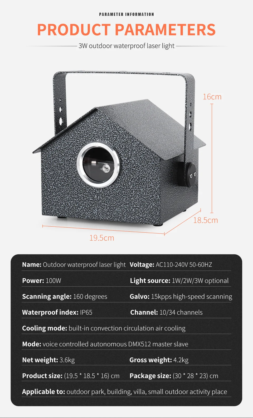 IP65 3W 3D Scanner RGB Laser Light Animation Beam Laser Effect DJ Stage Laser Li