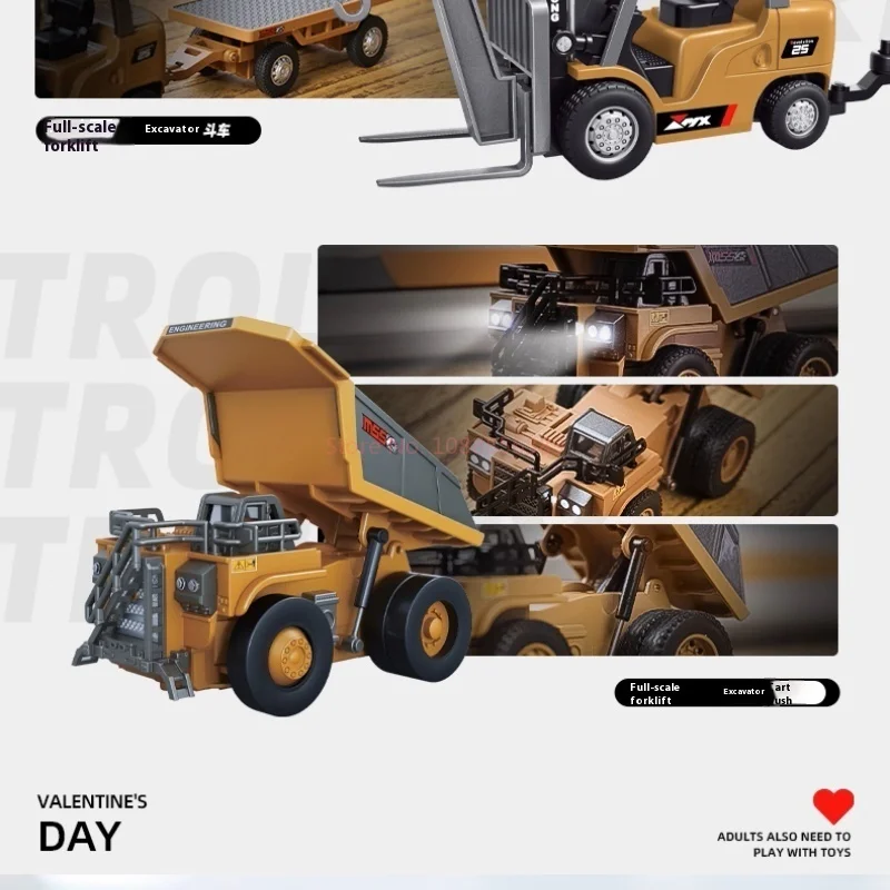 New Full-Scale Mini Excavator Tipper Truck 1:64 Remote Control Engineering Vehicle Mini Forklift Toy RC Trucks Birthday Gift