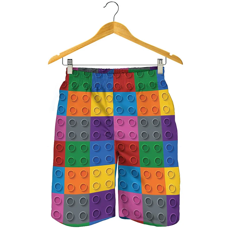 Creative Building Blocks 3d Printed Short Pants For Men Kids Fashion Summer Beach Shorts Cool Surf Board Shorts Swim Trunks 2