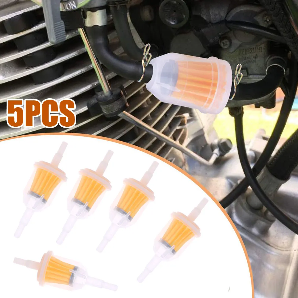 

5pcs Small Engine Filter Cup Gas Fuel Filter 6mm-8mm 1/4" Multifunctional Auto Motorcycle Oil Filt Filter Car Wear Accessories