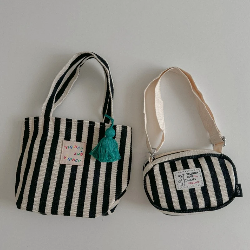 Children's Striped Bag Baby Outer Travel One Shoulder Crossbody Bag Fashion Solid Color Child Baby Change Handbags 3