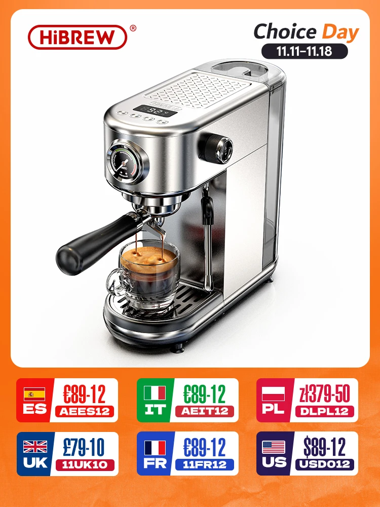 HiBREW 20Bar Semi Automatic Espresso Coffee Machine Temperature Adjustable Cold/Hot Super Slim Coffee Maker Cappuccino H10B coffee maker,espresso maker