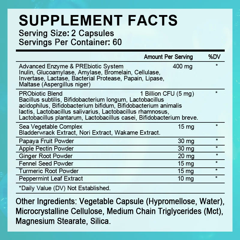 BW Digestive Enzymes Capsule Beneficial Bacteria Immune System & Healthy Digestive Gas & Bloating Relief for Women Men