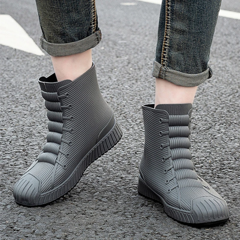 Rain Boots for Couples Rubber Shoes Waterproof Ankle Galoshes Husband Fishing Boots Garden Work Safety Shoes Insulated Footwear