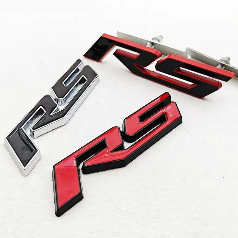 3D 메탈 RS 로고 스티커 프론트 그릴 엠블럼 리어 트렁크 배지 쉐보레 오닉스 블레이저 루미나 카마로 크루즈 몬자 자동차 액세서리