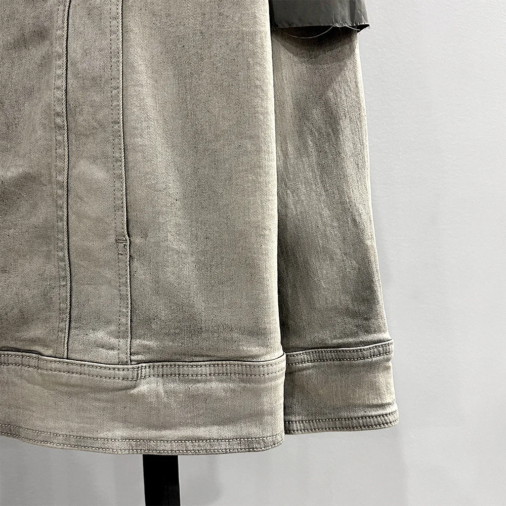 PFNW High Quality Colorblock Raw Edge Splipced Design Denim Jackets Men's Spring 2025 New Washed Loose Casual Coat Top 28W6034 5
