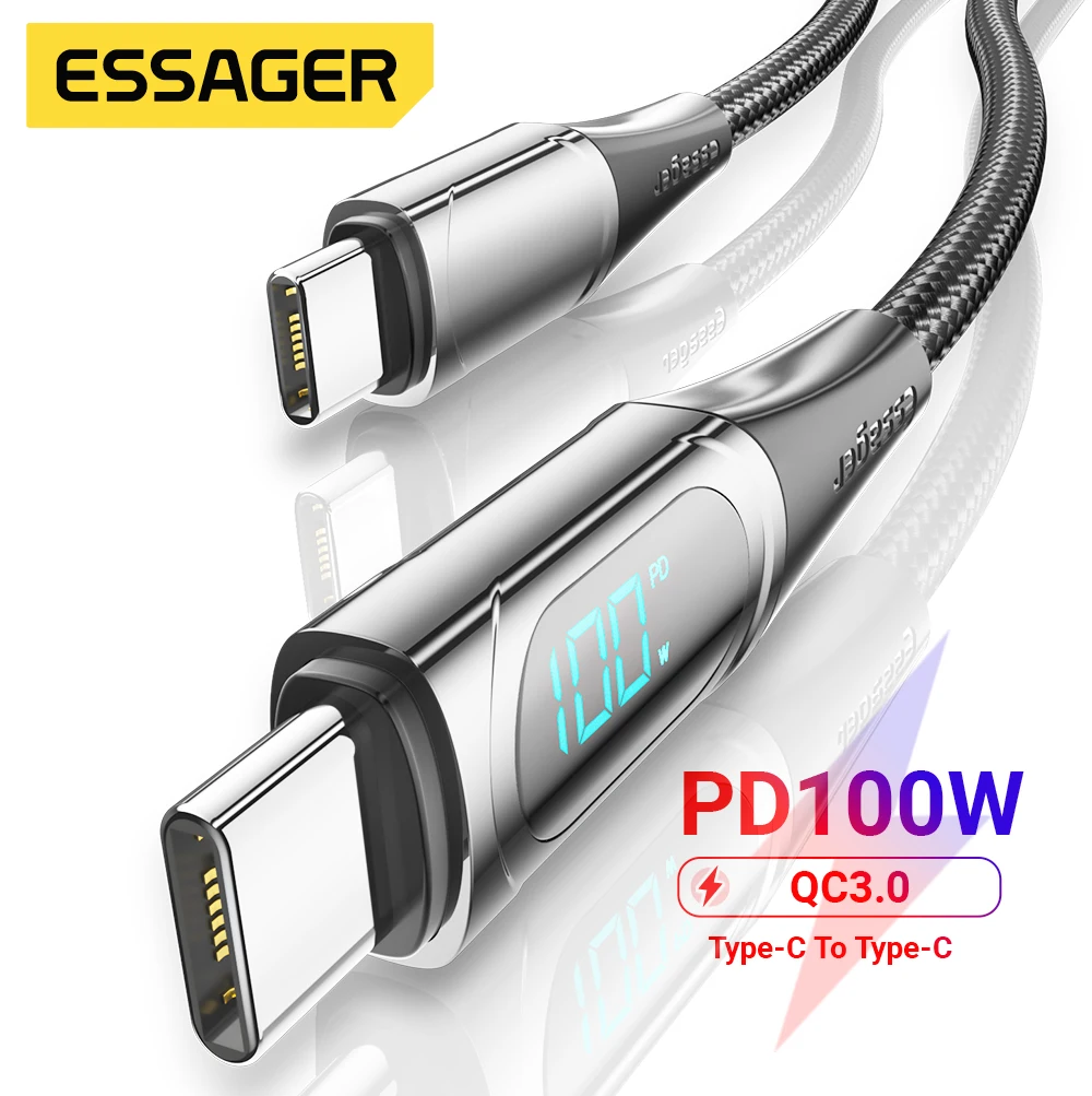 Essager 100W USB C Cable Male To Male Cable 5A PD Fast Charging Charger essager-100w-usb-c-cable-male-to-male-cable-5a-pd-fast-charging-charger