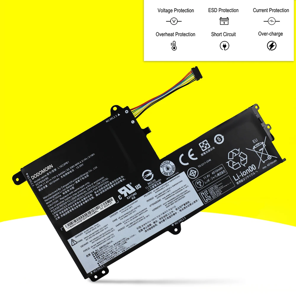 11.4V 52.5Wh L15C3PB1 L15M3PB0 Laptop Battery For Lenovo