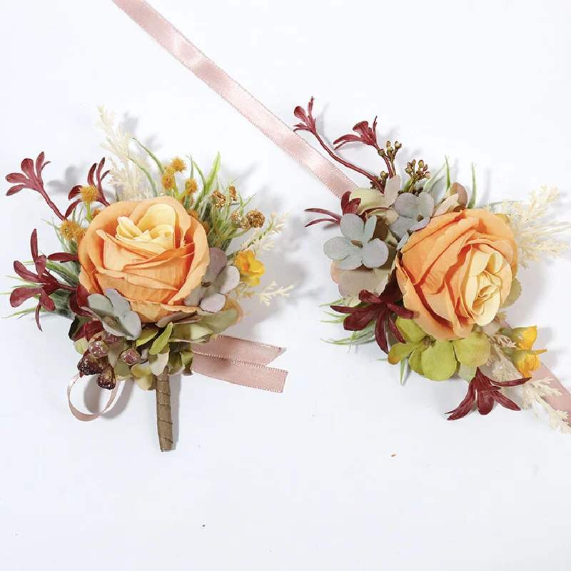 Boutonniere And Wrist Corsag Wedding Supplies Wedding Flower Art Simulation Flower Business Celebration Opening Guests 347