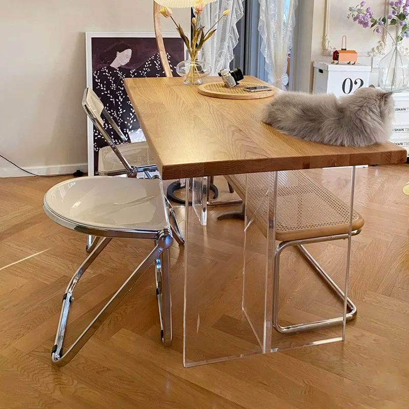 Folding Chair k-star Nordic Middle Ancient Foldable Chair Home Transparent Instagram Style Office Leisure Dining Chair Acrylic Creative