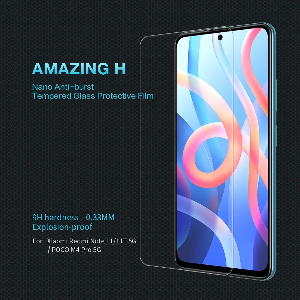 

For Redmi Note 11T 5G/Xiaomi Poco M4 Pro 5G NILLKIN Amazing H Anti-Explosion Tempered Glass Phone Screen Protector