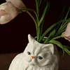 Cute White Cat Ceramic Vase Desk Decoration Flowers Arrangement Artificial Flower Decorative Floral Vases Room Aesthetic Decor 5