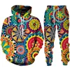 New Vintage Abstract Pattern 3D Print Men Clothing Suit Ethnic Style Hoodie Pants 2 Piece Set Men's Sportswear Tracksuit Autumn 1