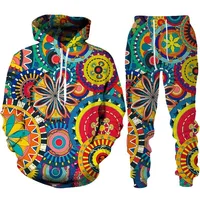 New Vintage Abstract Pattern 3D Print Men Clothing Suit Ethnic Style Hoodie Pants 2 Piece Set Men's Sportswear Tracksuit Autumn 1