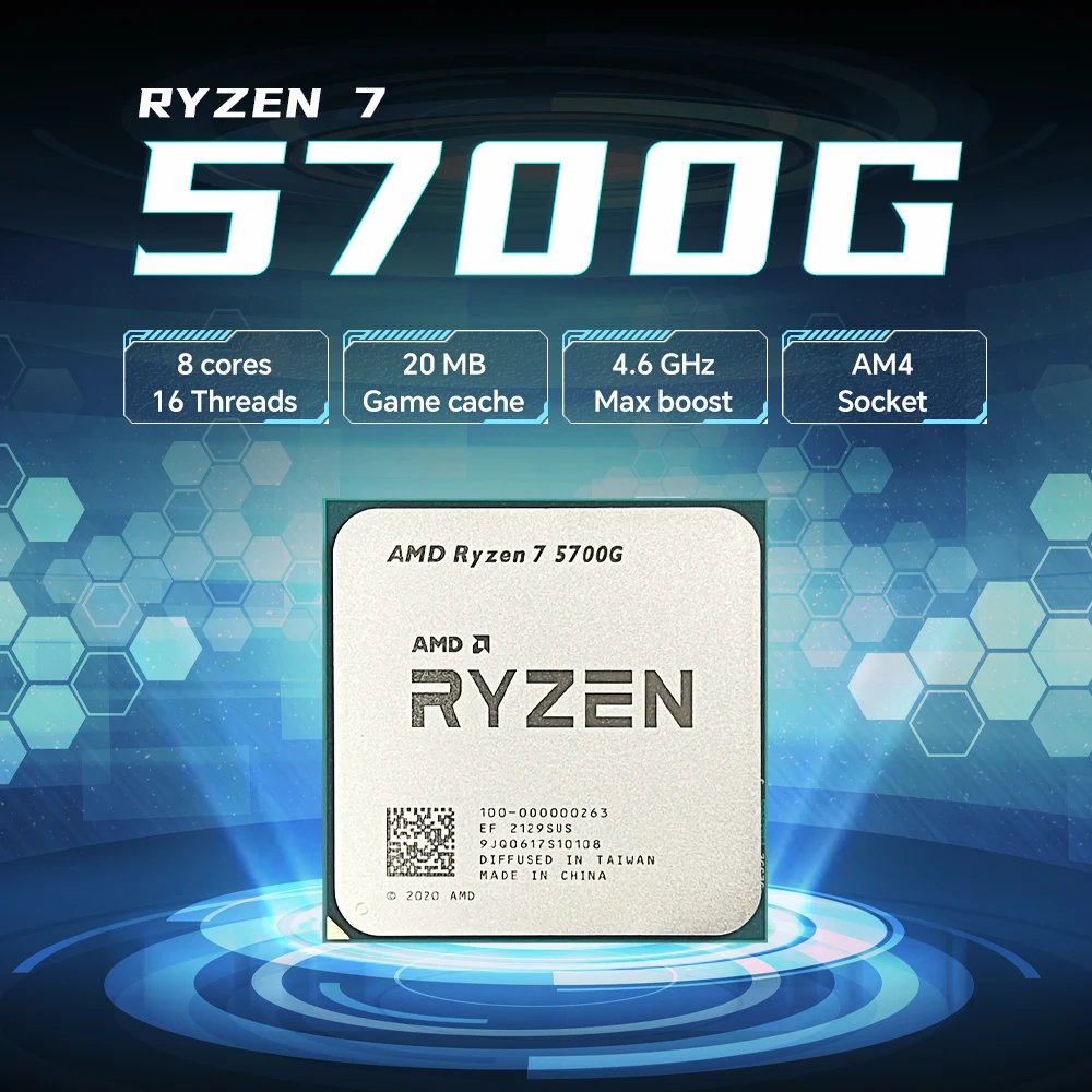 CPU AMD Ryzen 7 5700G (8C16T.3.8GHz.65W) Processador AMD Ryzen 7 5700G Box (AM4 / 8 Cores/16 Threads/4.6GHz