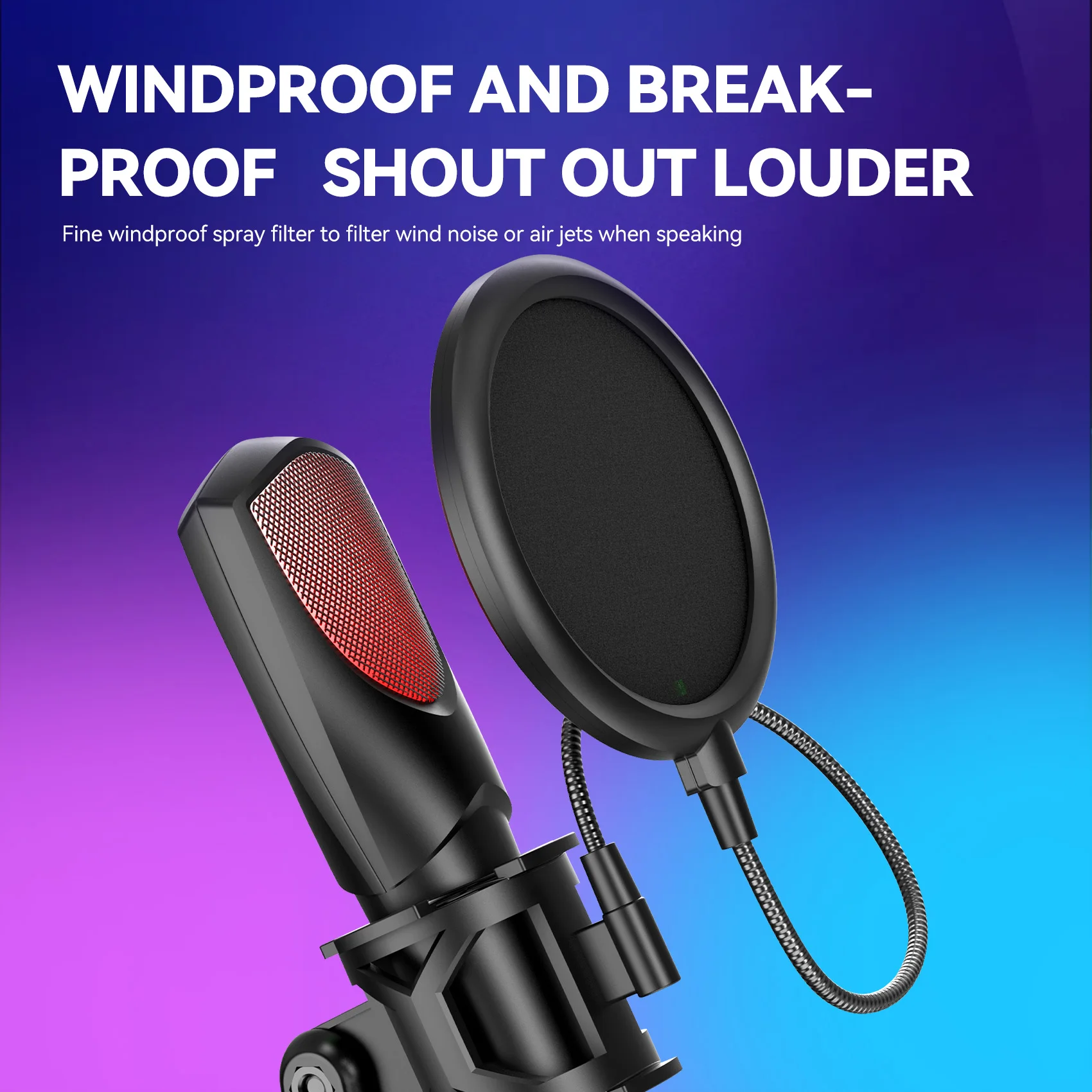 ميكروفون مكثف للألعاب RGB، مجموعة ميكروفون ألعاب U...