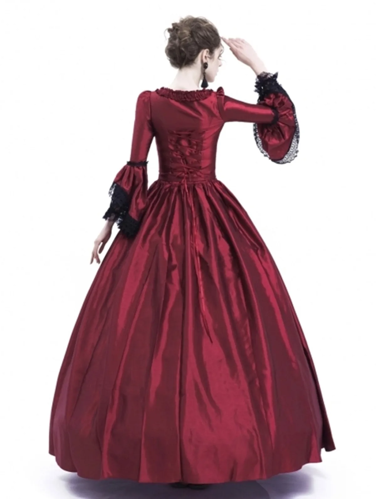 Victorian Rococo Costume Vintage Cosplay Flocked Long Sleeves Bell Ankle  Medieval Dress - Dresses - AliExpress