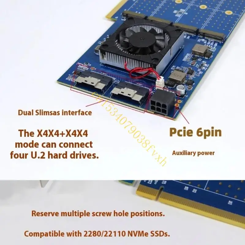 PCIe 확장 카드 PLX88024 PCIe 확장 카드 NVMe 알루미늄 방열판 포함) M.2 하드 디스크 확장 카드 B2EA
