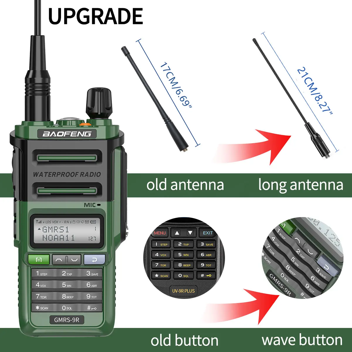 Baofeng GMRS-9R IP67 Waterproof Walkie Talkie High Power GMRS Radio NOAA  Weather Channel Receive Portable Two Way Radio AliExpress