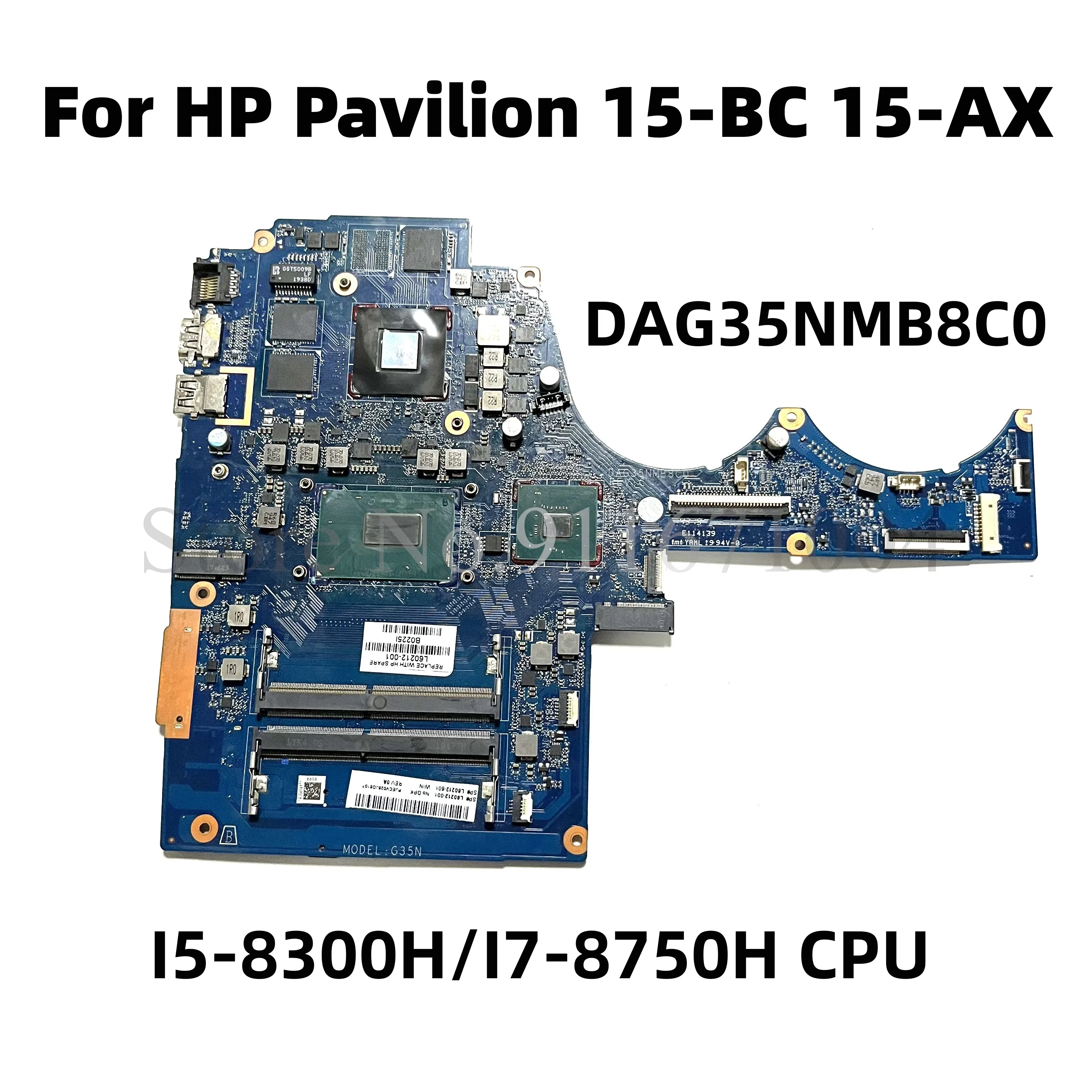 Per La Scheda Madre Del Computer Portatile Hp Pavilion 15-Bc 15-Ax Muslimb L22039-601/L22038-601 Con Cpu Intel I5/I7 Gtx1050 N17P-G0-A1