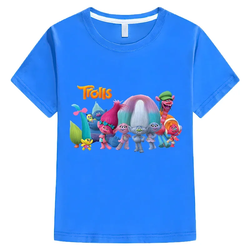 Summer Fantasia Balloon Trolls Clothes Girls T-shirt Children Tee Boys 100%Cotton Short Sleeve Tops y2k kids clothes Cotton 6