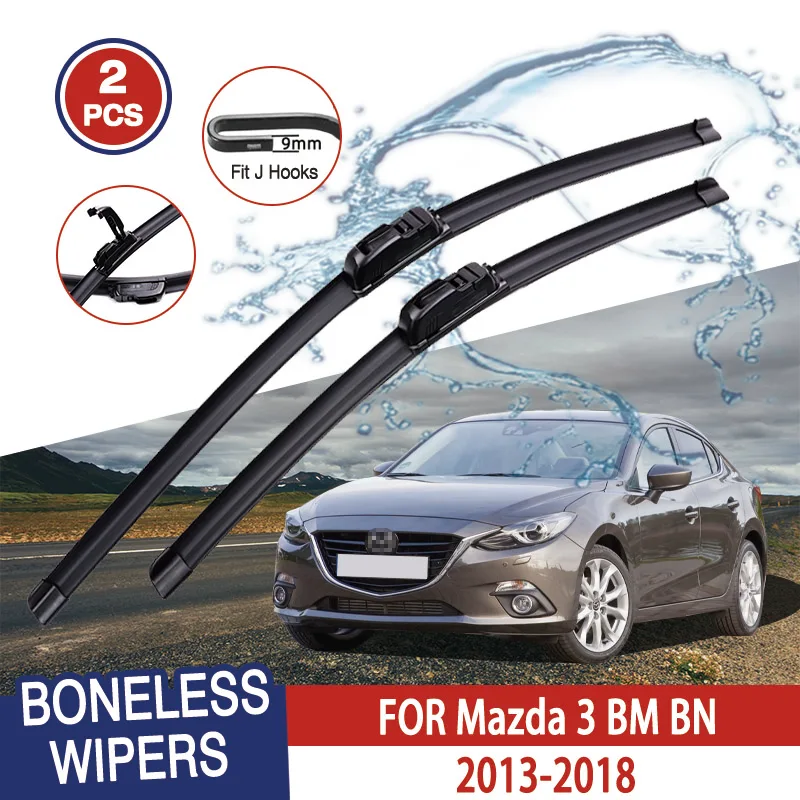 Für Mazda 3 bm bn 2015-2018 Auto Windschutz scheiben wischer U-Typ Weich gummi rahmenlose halterung freie Auto wischer 24 "18"