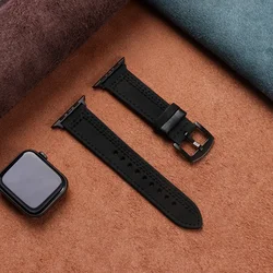 Premium Leather Band for Smartwatches - Elegant Accessory Bracelet (20 black black wire)