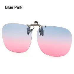 Polarized Rimless Flip-Up Clip-On Sunglasses with UV400 Protection (Blue Pink)