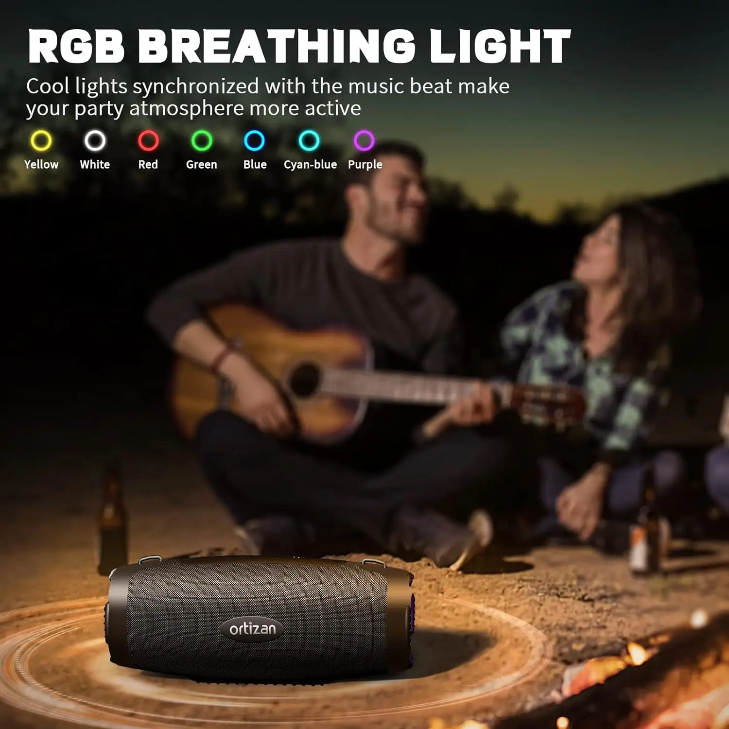 Ortizan 80W Bluetooth Speaker with Powerful Sound and Deep Bass IPX7 Waterproof Outdoor Loud Subwoofer Boombox for Party Camping 6