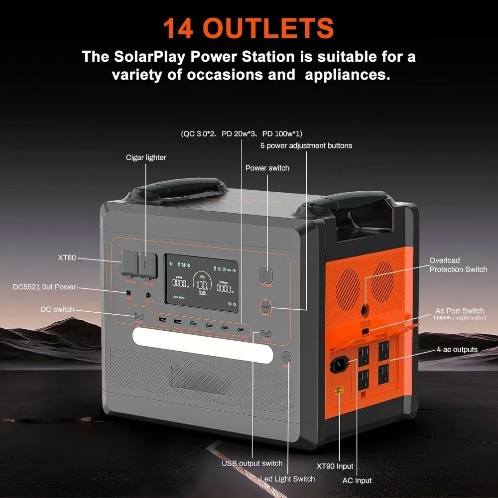 2500W/2304Wh Portable Power Station, Solar Generator with 200W Solar Panel, Large Capacity Power Supply, 6