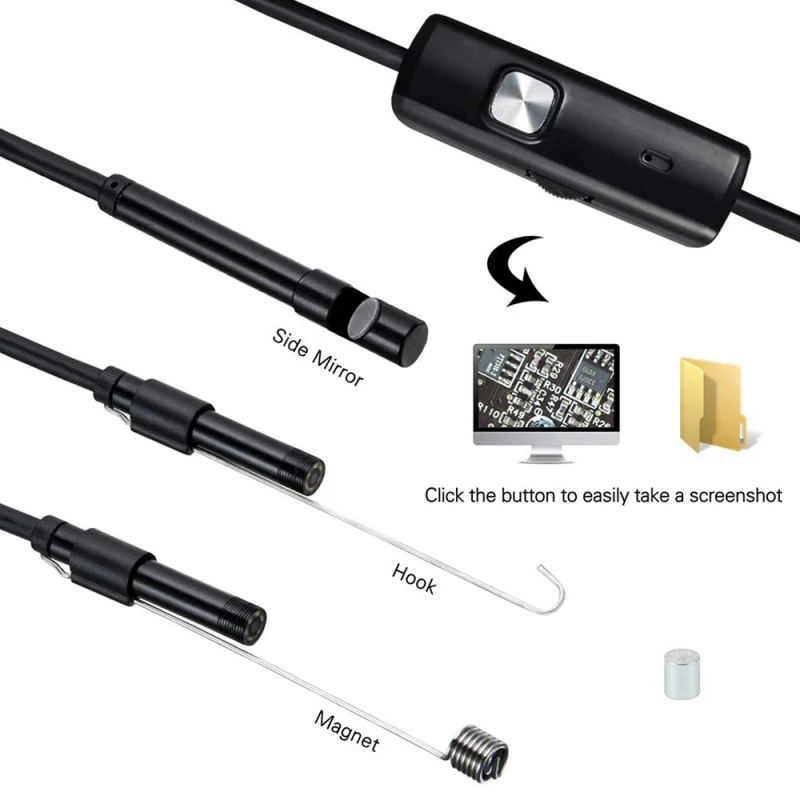 Endoscope 0.3MP Endoscope 3 in 1 Endoscope with Adjustable LEDs 1 meter 1/6" CMOS Lens Diameter 7.0MM Endoscope IP67 waterproof 2